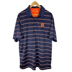 Antigua‎ Detroit Tigers Navy Orange Striped Polo Shirt Men's Large Golf MLB